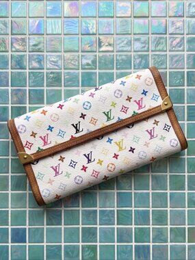 Louis Vuitton LV x TM Long Trifold Wallet Takashi Murakami Multicolor White